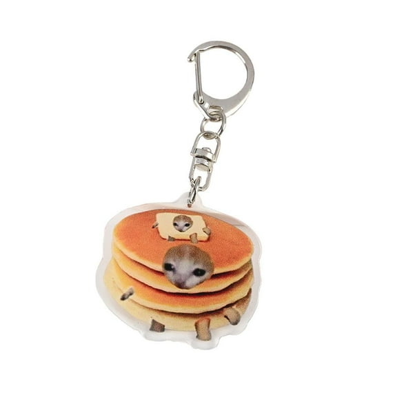 Food Cat Cat Head Keychain Fun Gift For Student Keyring H0W5