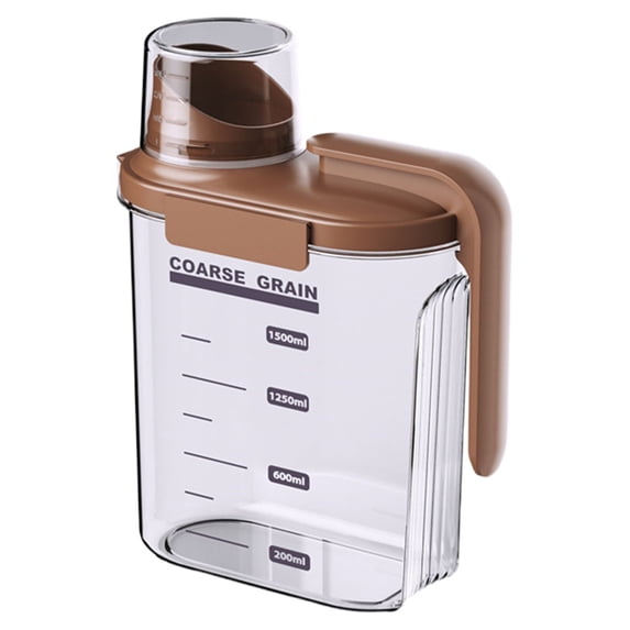 Food & Cereal Storage Container, Ongmies Plastic Kitchen Organizer Bin, 1.5L Airtight Plastic Kitchen Organizer with Pouring Spout, Measuring Cup Lid, Ideal for Rice, Sugar, and Pet Food