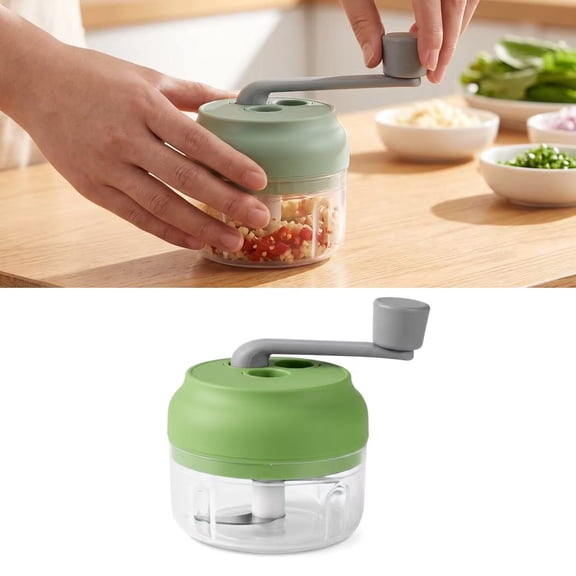 Gaoxin Plastic Manual Food Chopper, for Nuts, Garlic, Baby Food, Green, 100ml, 4.33x3.74x3.14in
