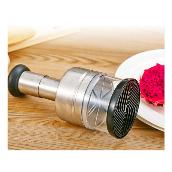 Food Chopper - One Piece Salad Vegetable Chopper and Slicer Dicer - Manual Mini Hand Chopper Onion Garlic Mincer with Cover for Vegetables - Stainless Steel Cutter Blade