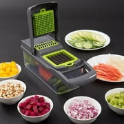 Food Chopper - Onion Vegetable Slicer Cutter Dicer, Veggie Cutter with Container, 7 Blades, Kitchen Gadgets for Carrot Salad Garlic Potato Slicer