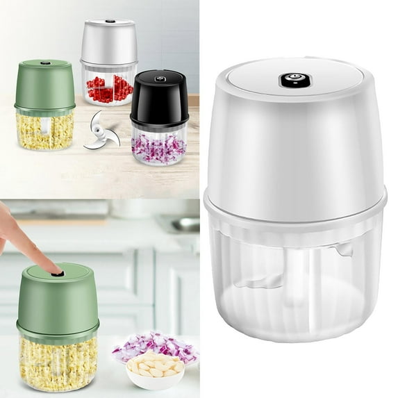 Food Chopper USB Rechargeable One Button Operation Easy To Use Energy Saving Garlic Chopper/ Electric Multi-Function Food Processor Blender White