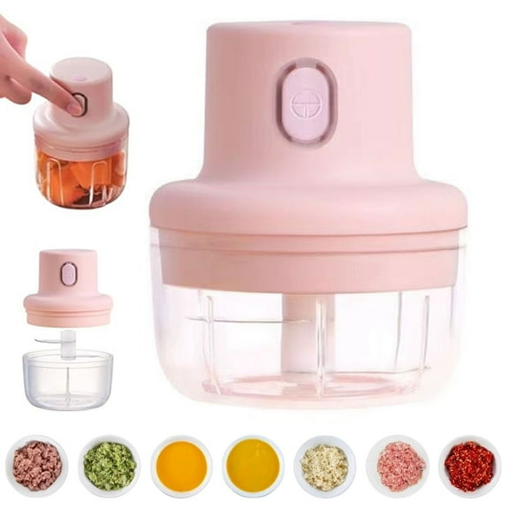 Food Chopper, Wireless Food Chopper Wireless Food Chopper Mini Wireless Food Chopper 100ml, A_Pink 1 Piece Food Chopper (With Charging Cable), By Relocy
