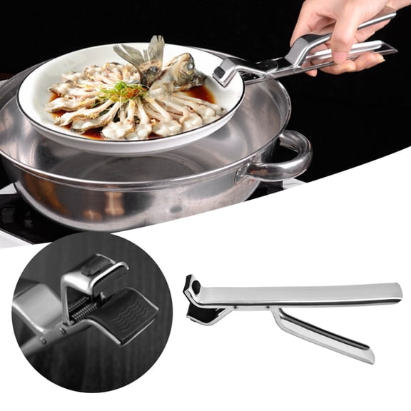 Food Clips Kitchen Tool Tong for Safe Handling of Scalding Dishes Stainless Steel Clamp for Hot Bowls and Plates Durable Utility Clip