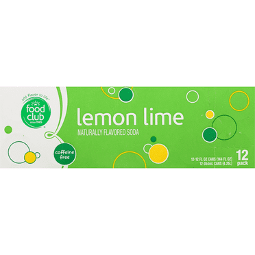 Food Club Lemon Lime Soda, 12 fl oz Cans, 12‑Pack – Caffeine‑Free, Naturally Flavored Soft Drink