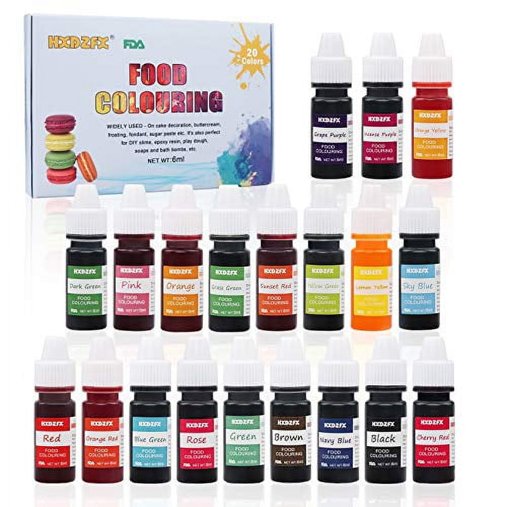 Food Coloring - 20 Color Rainbow Fondant Cake Food Coloring Set for  Baking,Decorating,Icing and Cooking - neon Liquid Food Color Dye for Slime  Making