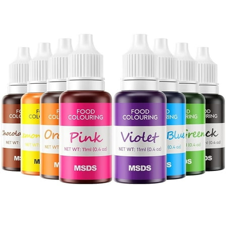 Food Coloring - 8 Colors Food Coloring Liquid, Vibrant Colors Edible Food Dye for Kids, Vegan Free Food Colors for Cake Decorating, Baking, Easter Egg - 0.44 Fl. oz (11 ml)/Bottles
