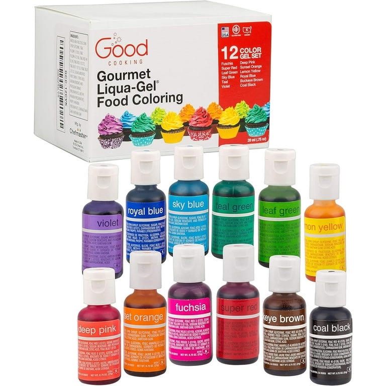 Food Coloring Liqua-Gel - 12 Color Variety Kit in .75 fl. oz. 20ml Bottles