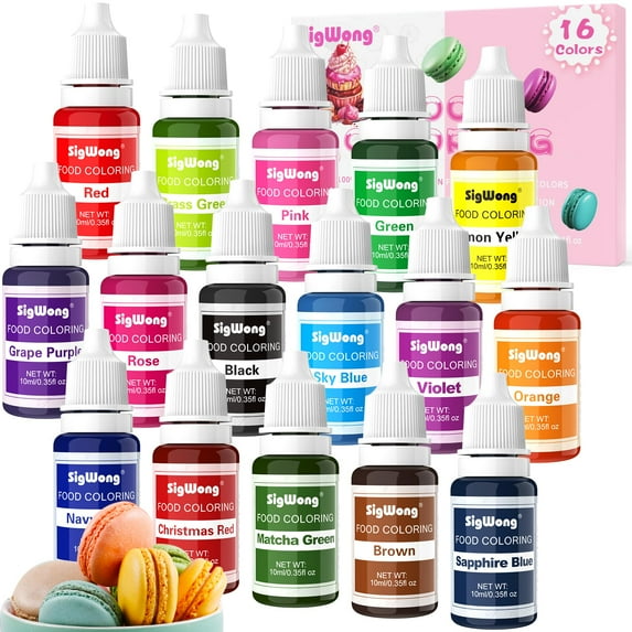 Food Coloring Liquid - 16 Colors Vibrant Food Coloring Set, Upgraded Tasteless Food Grade Food Dye for Cake Decorating, Baking, Cookies, Icing, Slime, Easter Egg, Fondant and DIY Crafts - 10ml Bottle