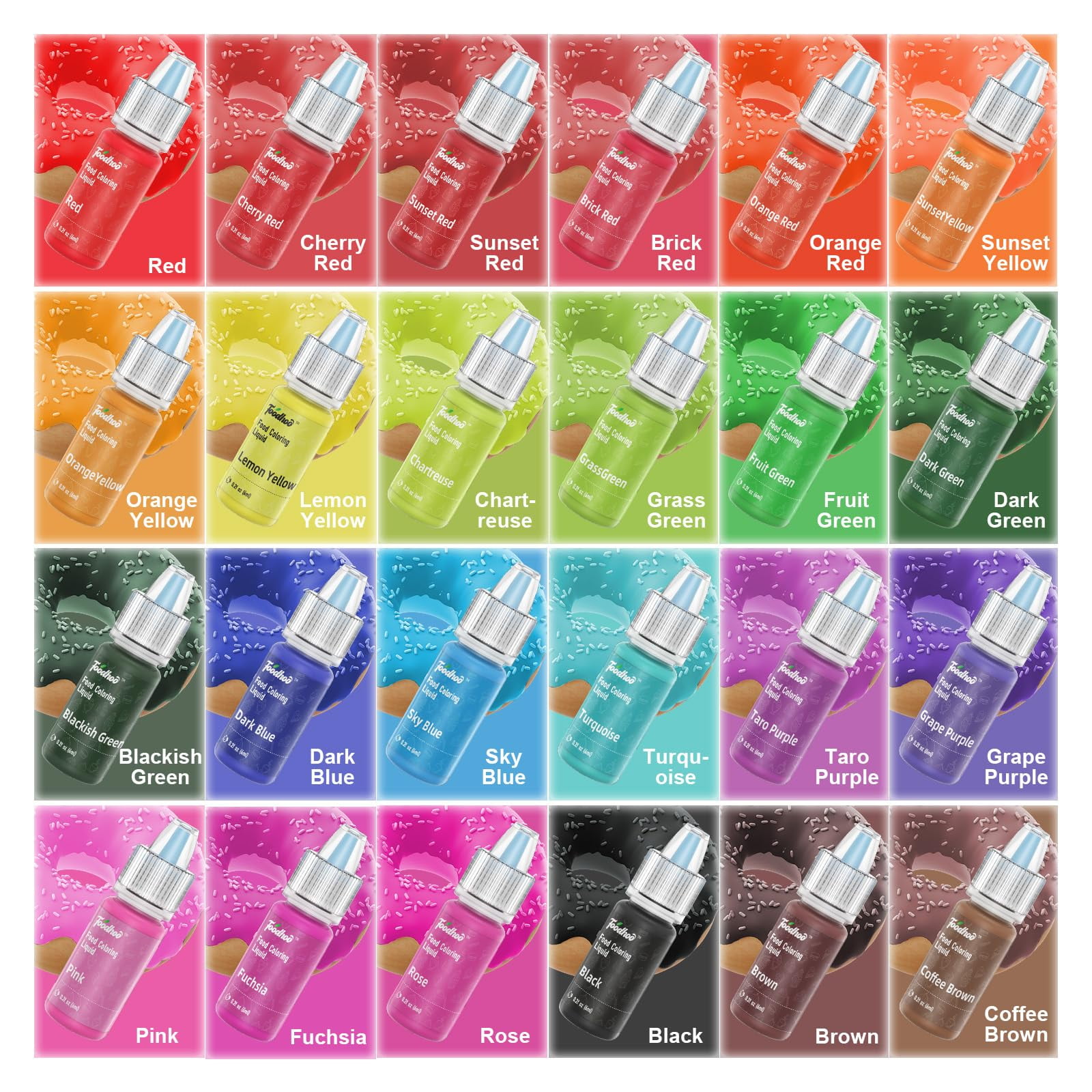 Food Coloring Liquids SCH4 24 Colors, Upgraded Food Coloring for Slime ...