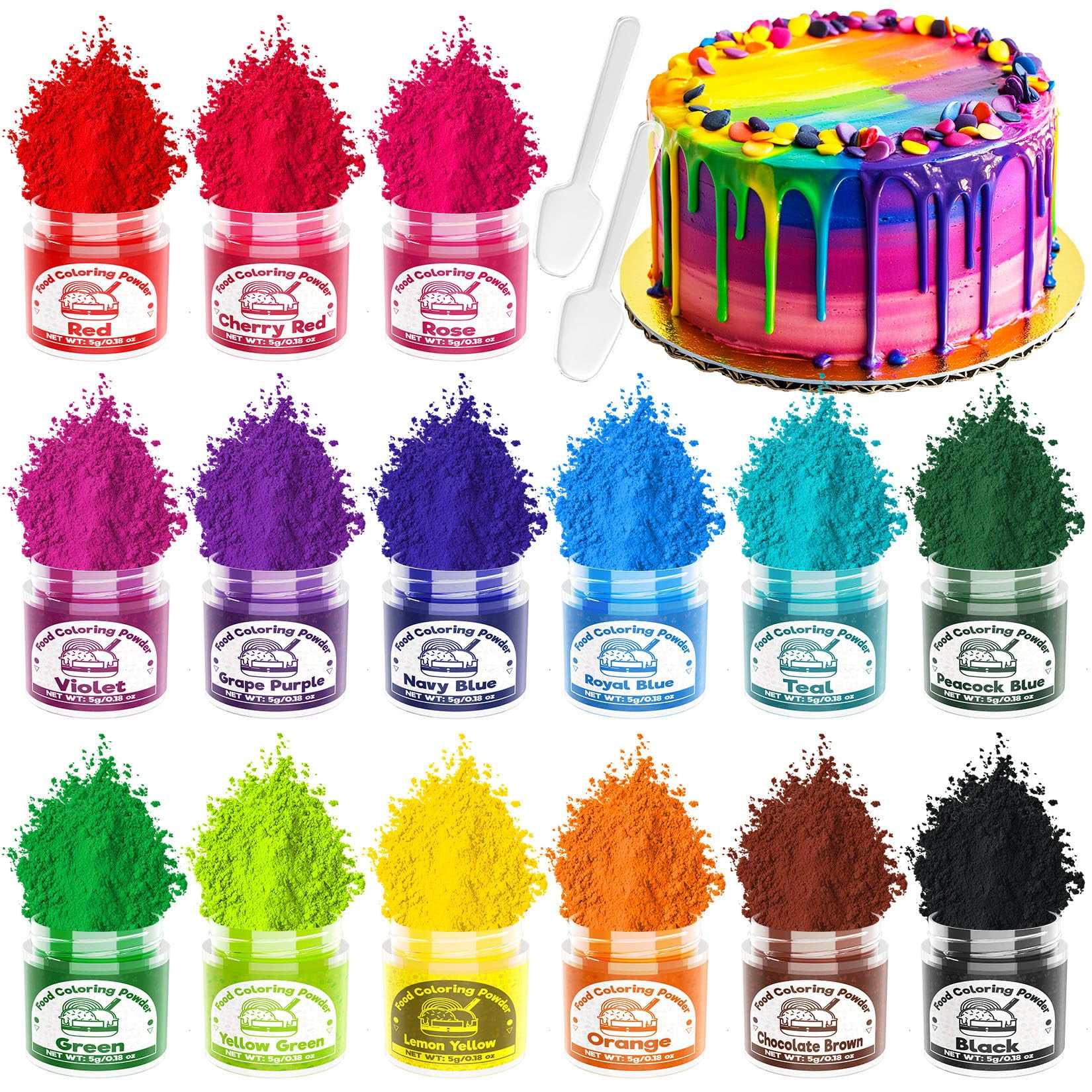 Food Coloring Powder - DEF29 15 Bright Colors Flavorless Food Dye, High ...