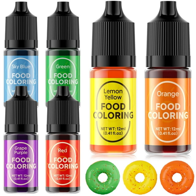Food Coloring SetITSC&nbsp;for Cake Decorating - 12ml X 6 Color Food Grade Vibrant Food Dye Tasteless Liquid Color for Baking Easter Egg Icing Fondant Cooking DIY Kit - 0.41 Fl. oz (12 ml)/Bottles