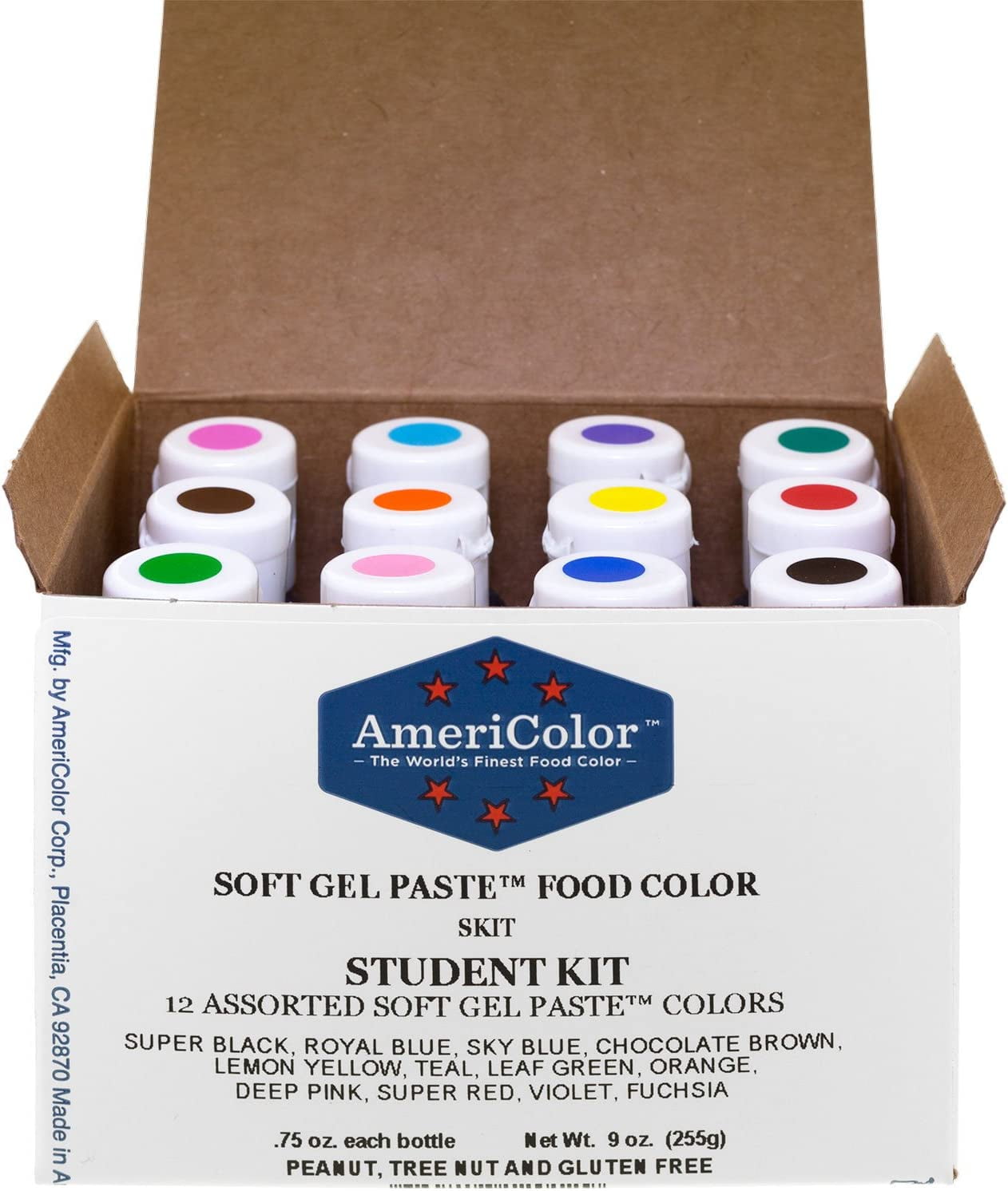 Food Coloring Student Kit 12 .75 Ounce Bottles Soft Gel Paste Colors