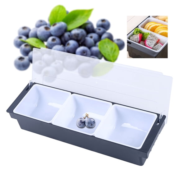 Food & Condiment Dispenser 3 Tray - Iced Cooled Garnish Station 19.7 * 5.9*3.9in