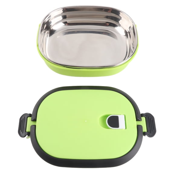 Food Container Stainless Steel Insulation Thermo Lunch Box Food Container for Outdoor Picnic Green Square Double Layer