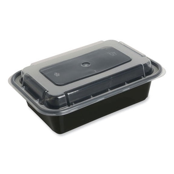 Food Container with Lid, 16 oz, 7.48 x 5.03 x 2.04, Black/Clear, Plastic, 150/Carton | Bundle of 2 Cartons