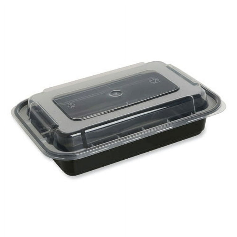 Microwavable Food Container with Lid, Rectangular, 24 oz, 7.48 x 5.03 x 2.48, Black/Clear, Plastic, 150/Carton Microwavable Food Container with Lid, Rectangular, 24 oz, 7.48 x 5.03 x 2.48, Black/Clear, Plastic, 150/Carton