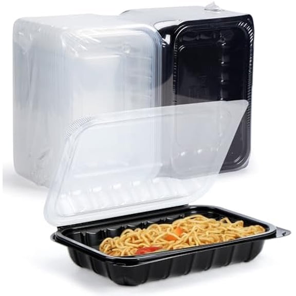 Food Containers 9x6 Inch 27 oz 30 Pack - Anti Fog Clear Lid for Display | BPA Free PP Plastic | Reusable Heavy Duty Freezer & Microwave Safe | Shrink-Wrap Freshness Bakery Takeout Container