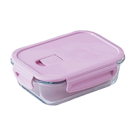 Food Containers Set with Lids Airtight - Glass Lunch Bento Boxes - Meal Prep Containers, Microwave, Dishwasher, and Freezer Safe (Pink, 370ml)