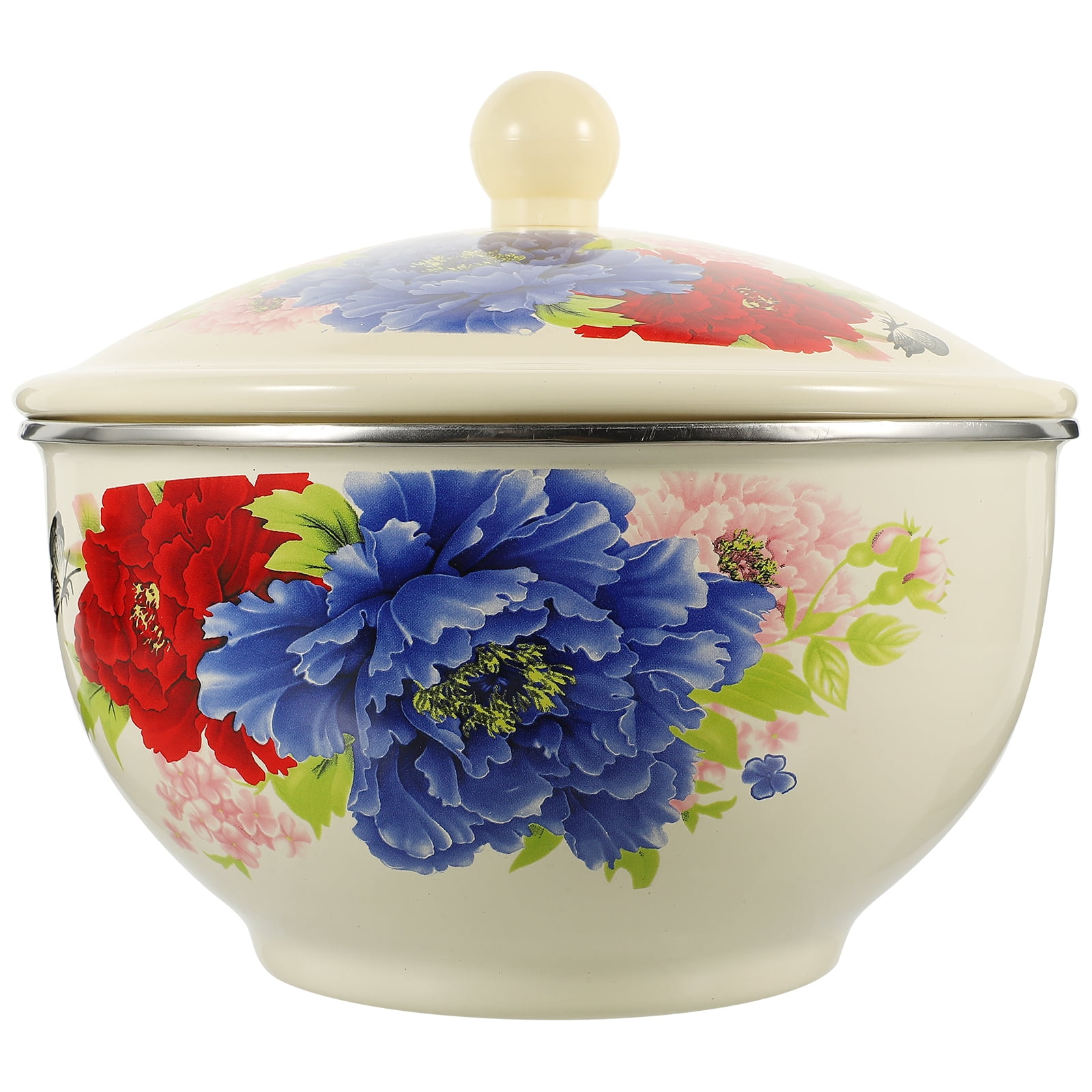 Food Containers with Lids Enamel Salads Bowl Treasure Basin Porridge