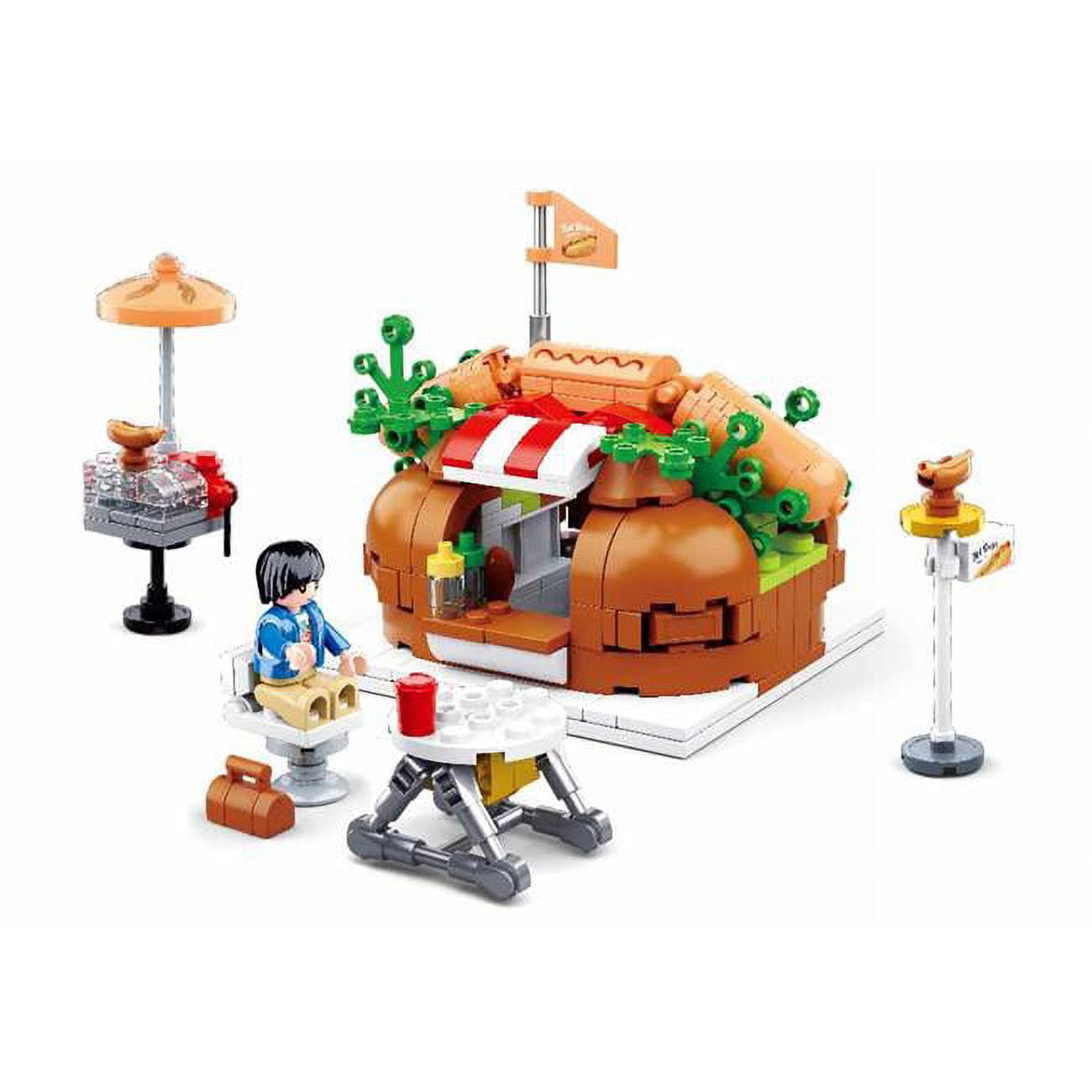 Food Court Hot Dog House Building Brick Kit, 340 Piece