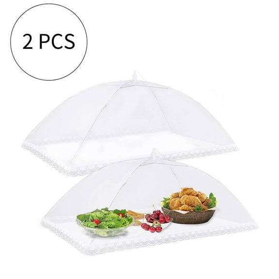 BILISPARK Food Cover Food Tent Set, 2 Extra Large Size (40" x 24") , Reusable and Collapsible Up Mesh Food Covers for Picnic, Camping, Outdoor Activities BBQs& Home Use