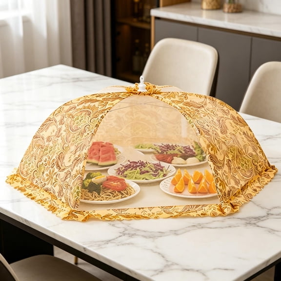 Food Cover, Mesh Food Tent, Bug Proof Food Protector, Floral Pattern Breathable Net Fabric Structure, Dome Shaped Dust Fly Resistant Table Cover for Home Dining Kitchen Picnic Outdoor Food Protection