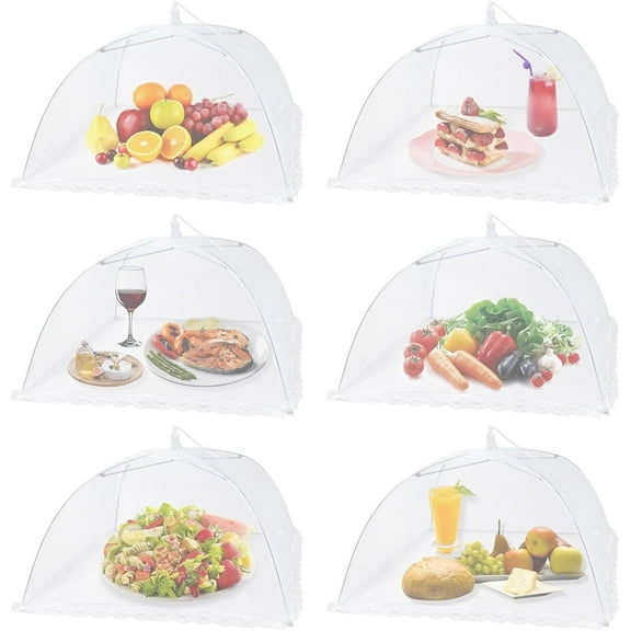 Food Covers for Outdoors,6 Pack Pop-up Mesh Food Tents Food Covers to Keep Bugs away,Reusable Collapsible Food Nets for Picnic Party BBQ Wedding Fruit(12 inch)
