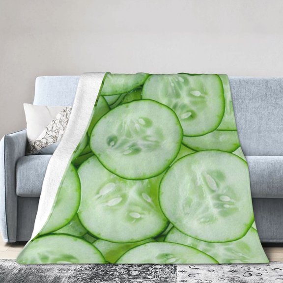 Food Cucumber Blanket Gifts For Kids Adults - Lightweight Throw Blanket For Bedroom Living Room Decor Soft Fuzzy Fleece Cozy Plush Bed Couch 50"X40"