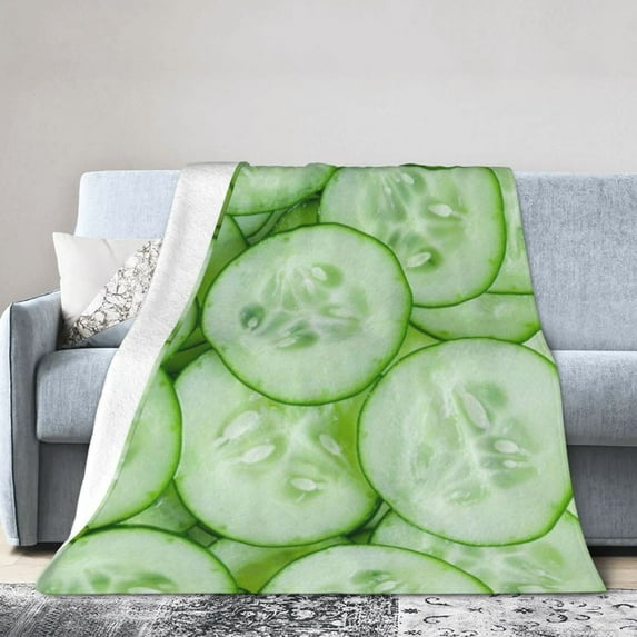 Food Cucumber Blanket Gifts For Kids Adults - Lightweight Throw Blanket For Bedroom Living Room Decor Soft Fuzzy Fleece Cozy Plush Bed Couch 50"X40"