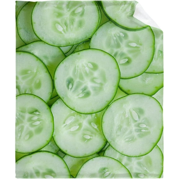 Food Cucumber Blanket Plush Gift for Kid Women Toddler Flannel Throw Lover Lightweight Sheet Super Soft Flannel Blankets Decor Bed All Season Teen 50 x 60