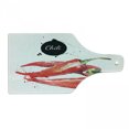 thumbnail image 1 of Food Cutting Board, Hand Drawn Watercolor Illustration of Chili Pepper Spicy Ingredient, Decorative Tempered Glass Cutting and Serving Board, Wine Bottle Shape, Fern Green Vermilion, by Ambesonne, 1 of 1