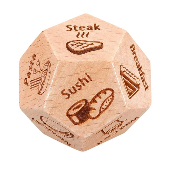 Food Decision Dice | Date Night Dice | Fun Dating Gift for Couples | Wooden Funny Dice with 12 Food Patterns | Dinner Decider Dice for Birthday, Christmas, Anniversary, and Valentine's Day