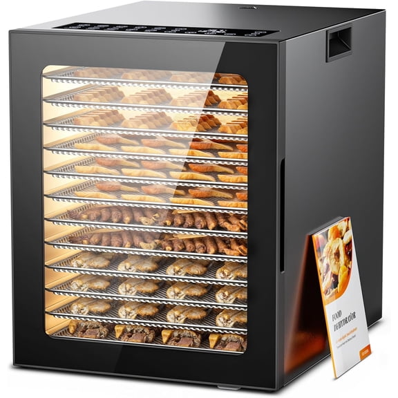 Food Dehydrator 12 Stainless Steel Trays in 850W Dehydrator Machine 48 Hour Digital Timer and 167F Temperature Adjustable Food Dryer for Jerky Dog Treats Meat Fruit Herbs
