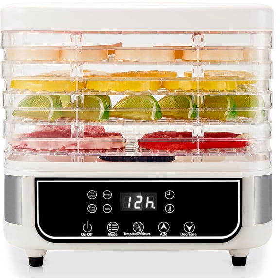 Food Dehydrator, 5 Layer Transparent Trays, 4 Preset Modes, Digital Timer & Temperature Control, Dehydrators for food and Jerky,Fruit, Meat, Herbs, Mushrooms, Beef Snacks