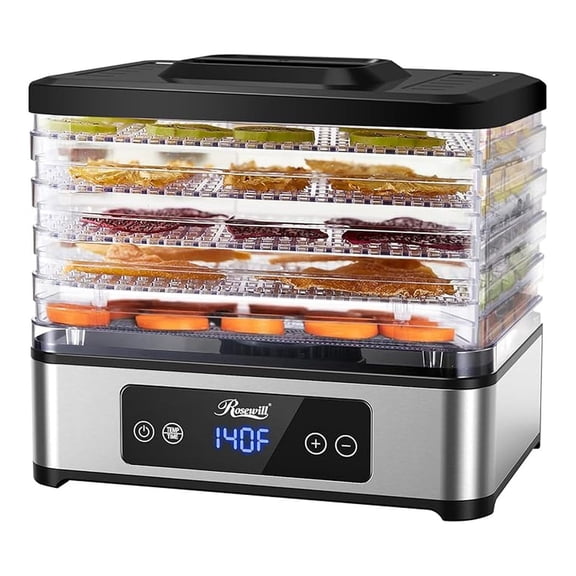 Food Dehydrator, 5 Tray Electric Dryer - 400W Adjustable Timer & Temperature Control for Jerky, Fruits, Veggies, Meat, Dog Treats