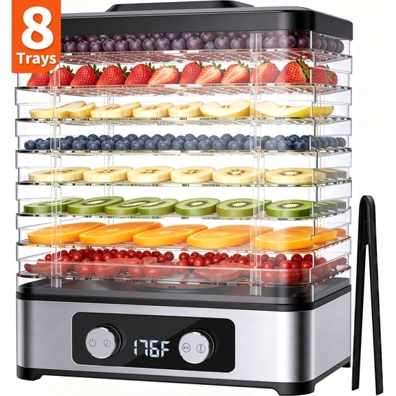 ODKDY Food Dehydrator, 8 Trays Electric Dehydrated Dryer with Adjustable 48H Timer & 95-176 Temperature Control, Dehydrator for Food and Jerky, Fruits, Veggies, Pet Treat