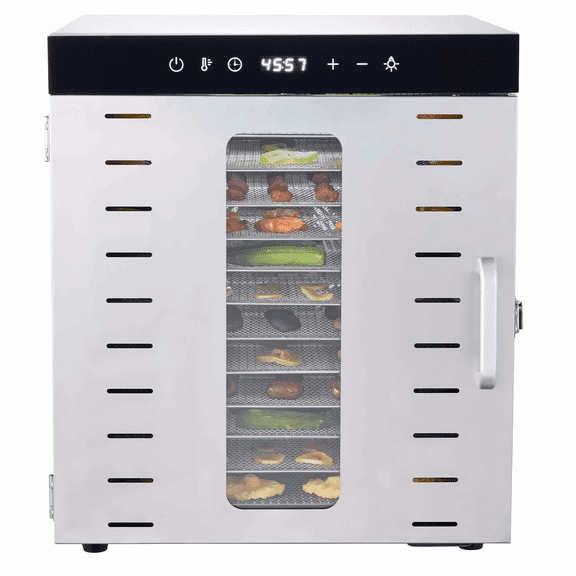 Food Dehydrator Machine, 10 Tray Stainless Steel, 1000W Electric Dryer for Jerky, Fruit, Vegetables, Herbs & Meat - Adjustable Timer & Temperature Control