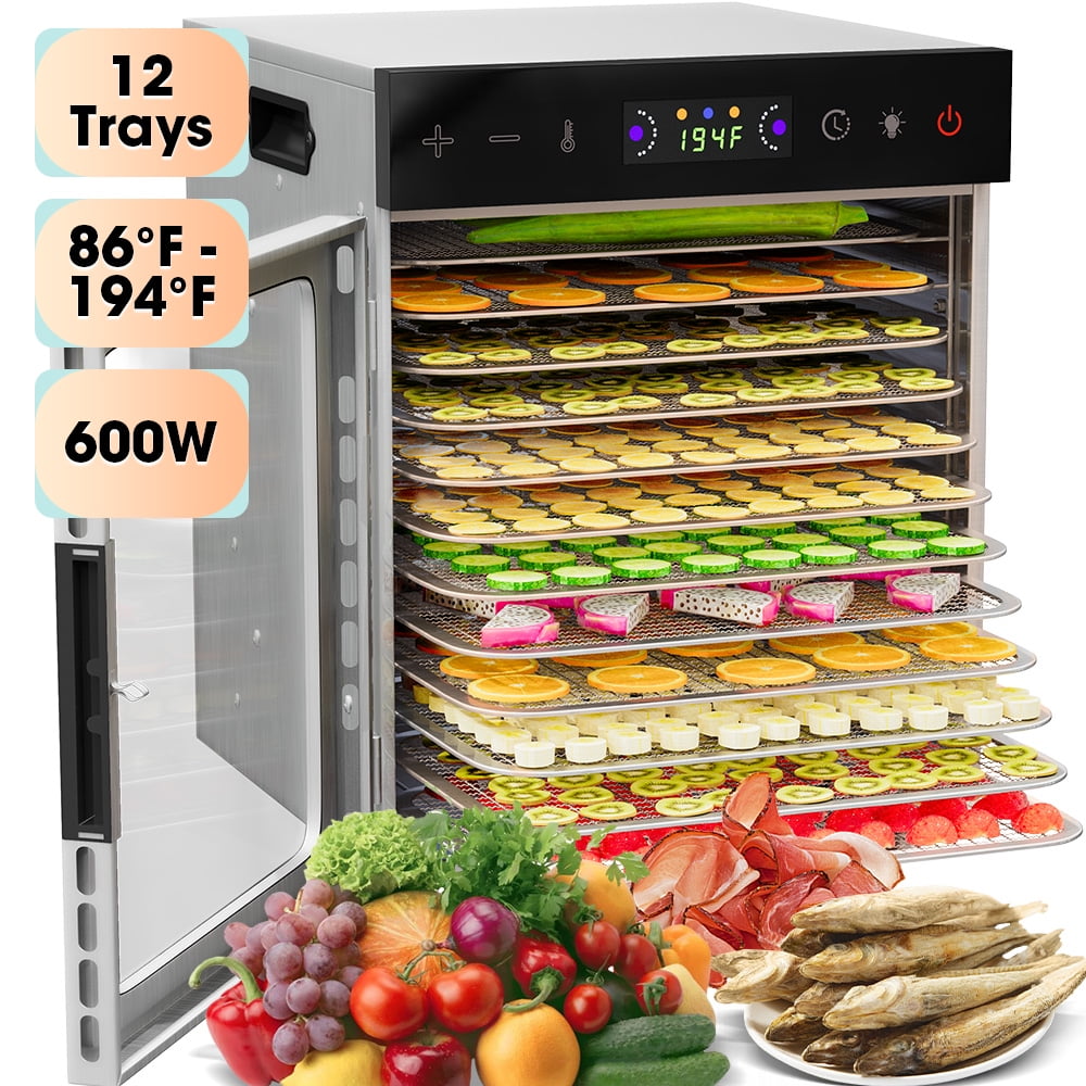 Food Dehydrator Machine 12 larger Stackable Stainless Steel Trays Jerky Dryer
