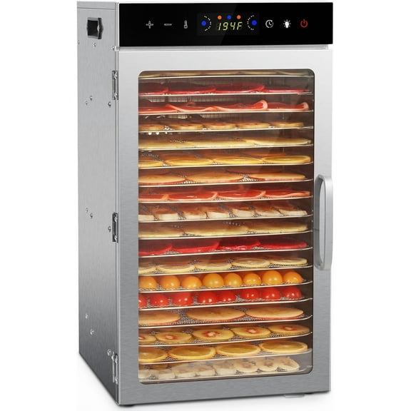 Food Dehydrator Machine 18 Stainless Steel Trays 800W Food Dehydrator with 24h Digital Timer LED Temperature Control Food Dryer Beef Jerky Maker for Dehydrated Meat Fruit Herb