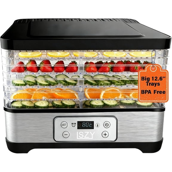 Food Dehydrator Machine-Dehydrators for Jerky Beef Fruit 300W 158  Temperature Control & 24H Timer Food Dryer with 5 BPA-Free Trays Fruit Dryer for Herb Fruit Dog Treats Black