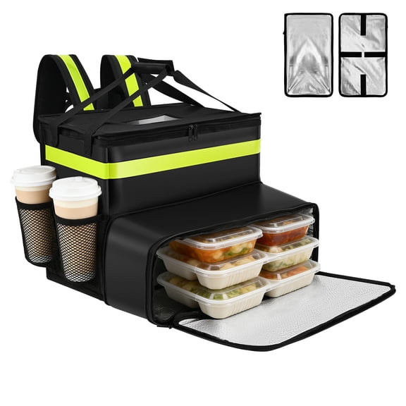 Food Delivery Backpack Extra Large Insulated Delivery Bags for Hot/Cold Food Expandable Insulated Pizza Bag for Bike Couriers Takeout