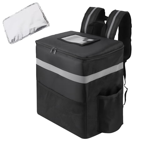 Food Delivery Bag,Large Insulated Backpack for Doordash/Uber Eeats, Expandable Cooler Bags for Bike/Motorcycle with Reflective Strip and Cup Holders,Reusable Pizza Food Delivery Bag with Hand Straps