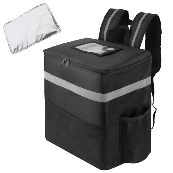 Food Delivery Bag,Large Insulated Backpack for Doordash/Uber Eeats, Expandable Cooler Bags for Bike/Motorcycle with Reflective Strip and Cup Holders,Reusable Pizza Food Delivery Bag with Hand Straps