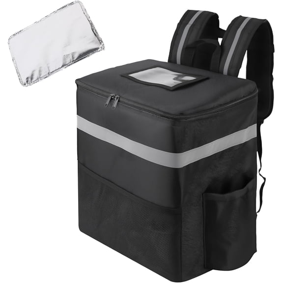 Food Delivery Bag,Large Insulated Backpack for Doordash/Uber Eeats, Expandable Cooler Bags for Bike/Motorcycle with Reflective Strip and Cup Holders,Reusable Pizza Food Delivery Bag with Hand Straps