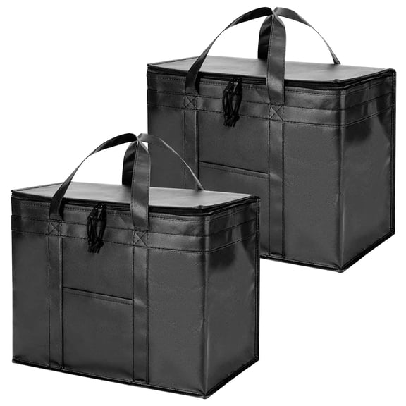 TiokMc 2-Pack X-Large Insulated Food Delivery Bags, Reusable Grocery Cooler with Zipper & Reinforced Handles for Shopping, Travel & Catering