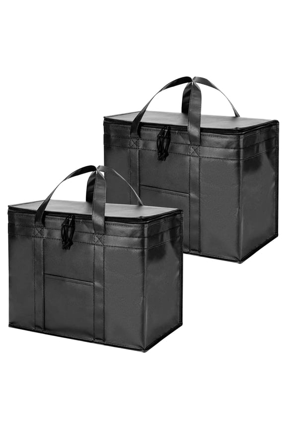 2-Pack X-Large Insulated Food Delivery Bags, Reusable Grocery Cooler with Zipper & Reinforced Handles for Shopping, Travel & Catering