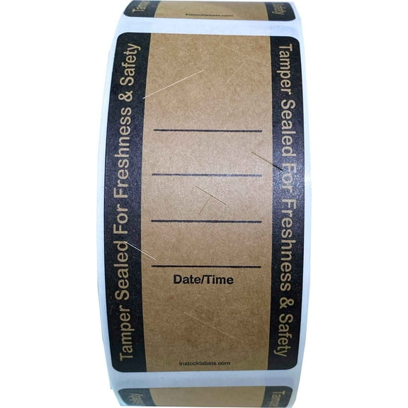 Food Delivery Tamper Evident Kraft Label Stickers | 2 x 4" inches Wide - 500 Pack | InStockLabels.com