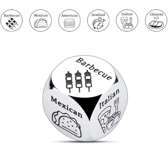 Food Dice, Stocking Stuffers for Women Men Adults, White Elephant Gifts for Women Men Adults Anniversary Steel Food Decision Dice Valentines Day Gifts for Couples Girlfriend Boyfriend Wife Husband