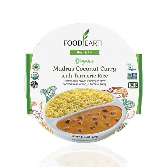 Food Earth Organic Madras Coconut Curry, Vegan, 6 Count, Shelf Stable